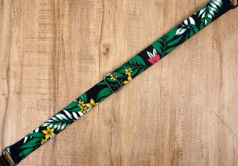 Hawaiian leaf and flower clip on ukulele hook strap, no drill, no button-4