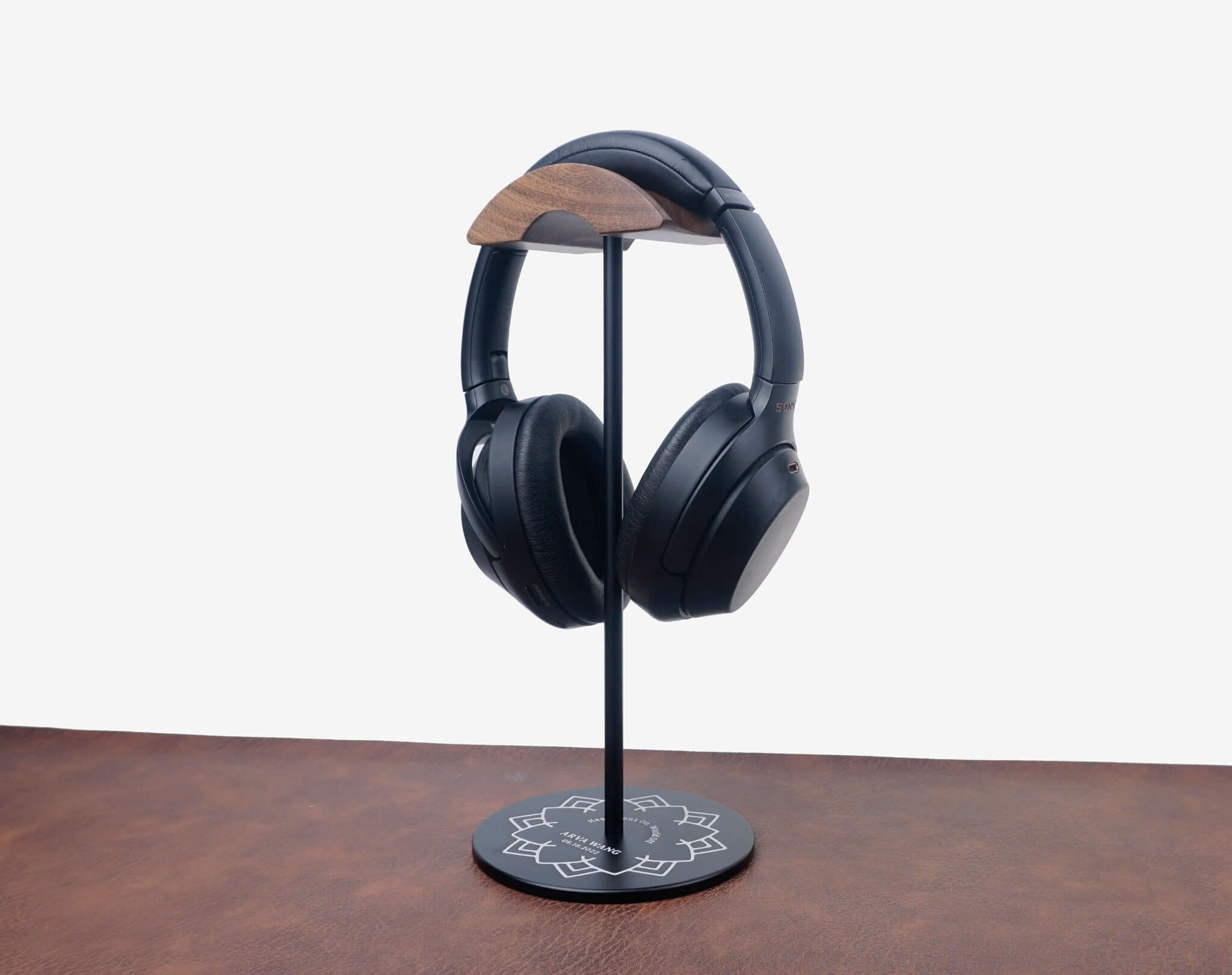 Custom Engraved Wood Headphone Stand WishSign