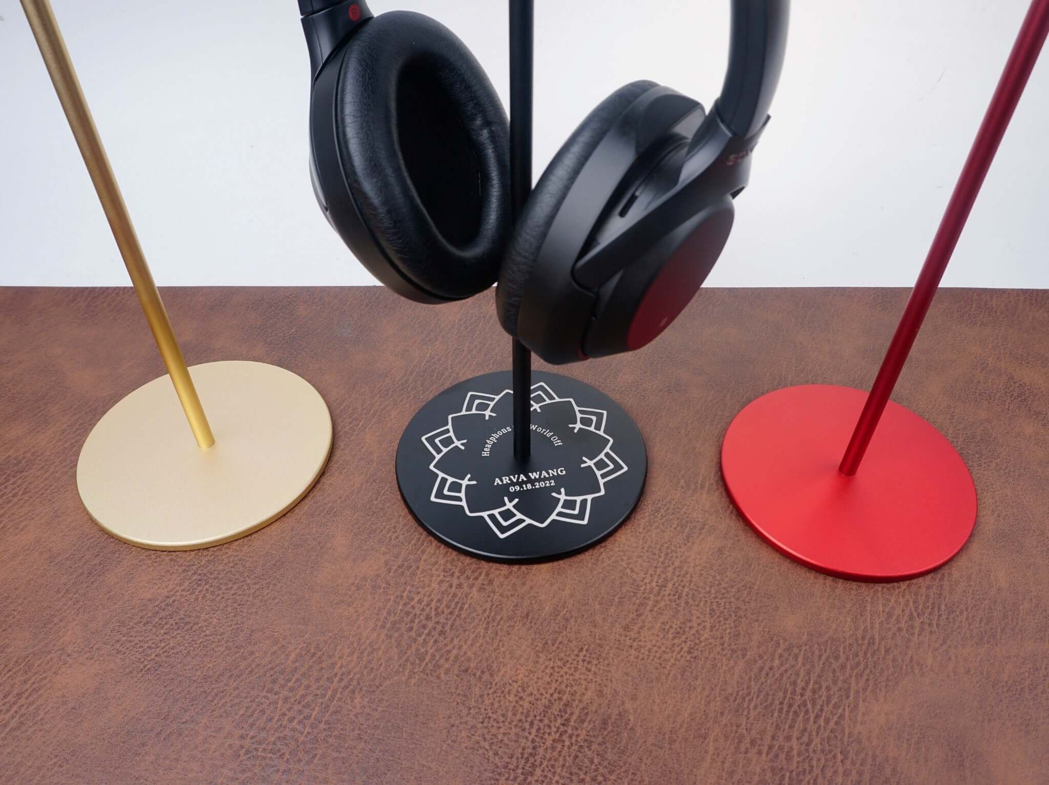 Custom Engraved Wood Headphone Stand WishSign