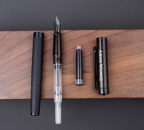 Custom black fountain pen & ink with engraved-3