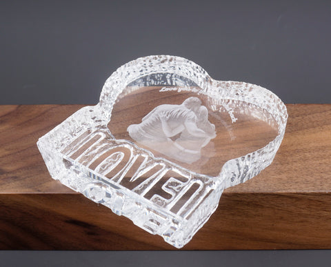 Personalized I LOVE U 2D Photo Crystal Ornament for desk, Perfect Memorial Gift for your loved ones-3