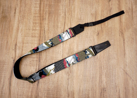 Japanese culture ukulele shoulder strap with leather ends-2