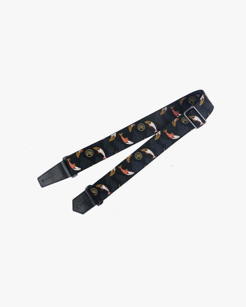 Jump koi fish guitar strap with leather ends-1