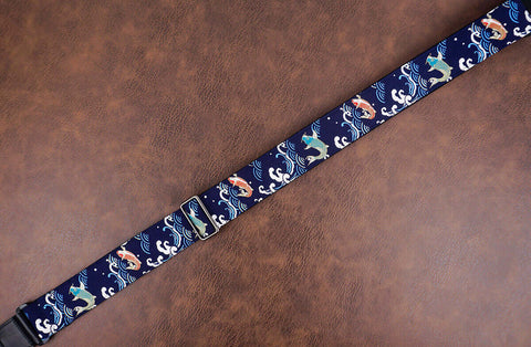 koi fish banjo strap with leather ends and hook, also can be used as purse guitar strap-4