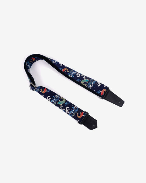 koi fish guitar strap with leather ends-1