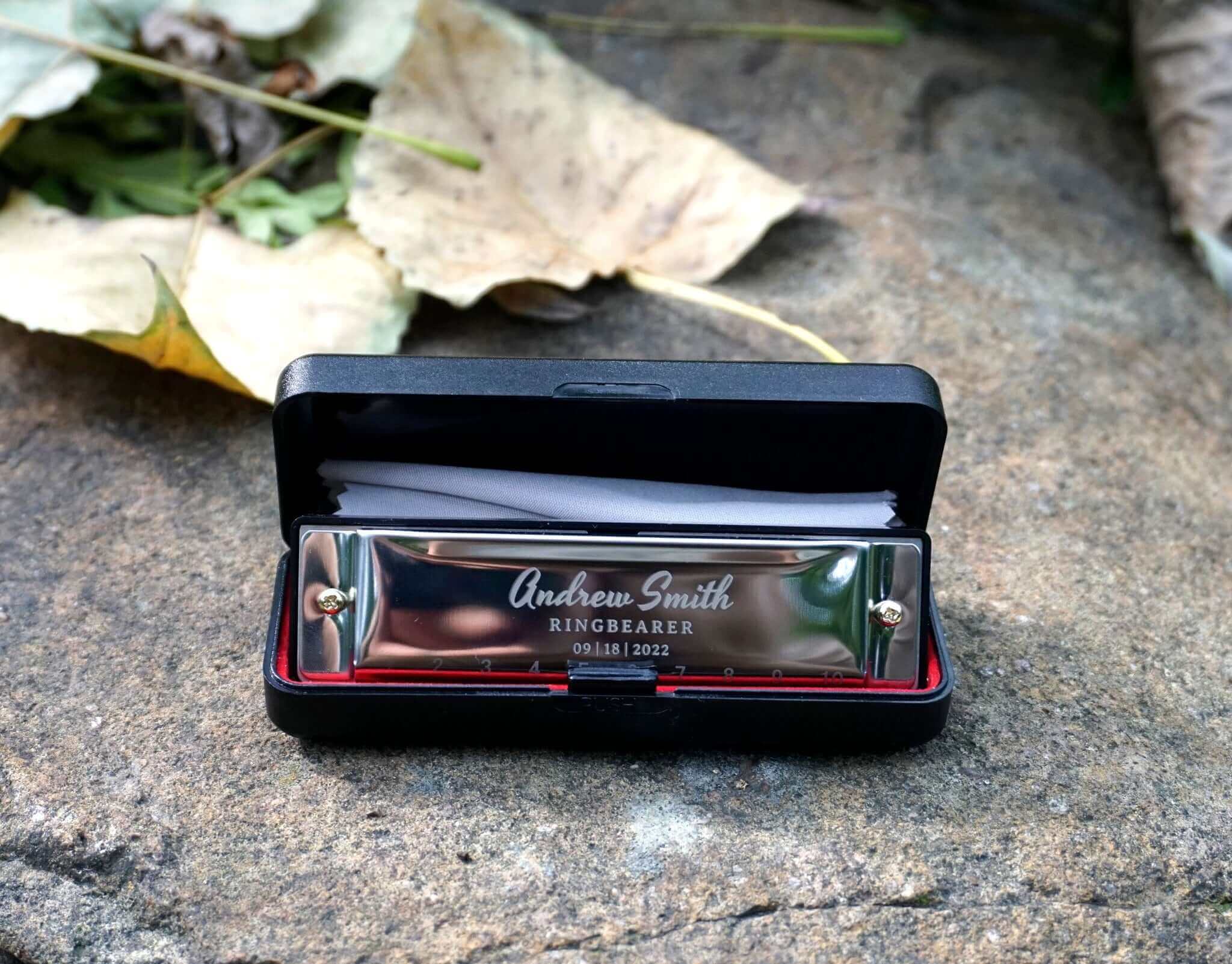 Harmonica engraved deals