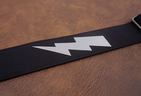 lightning reflective guitar strap with leather ends-7