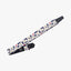 white lucky cat guitar strap with leather ends-1