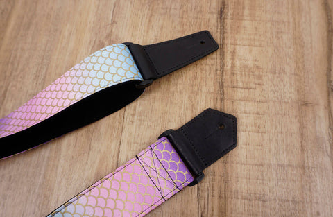 mermaid guitar strap for girls with leather ends -4