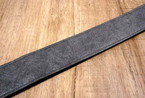 metallic grey eco guitar strap with leather ends-4