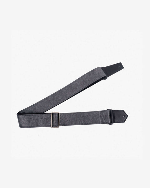 metallic grey eco guitar strap with leather ends-1