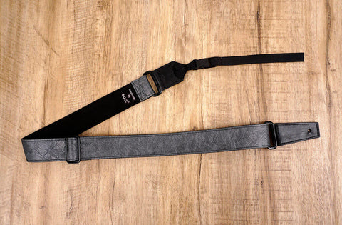 metallic grey eco ukulele shoulder strap with leather ends-2