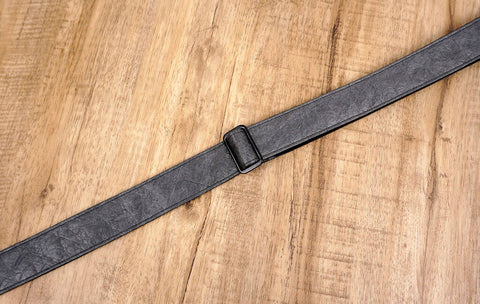 metallic grey eco ukulele shoulder strap with leather ends-5