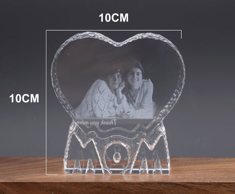 Personalized Mom 2D Photo Crystal Ornament for desk, Perfect Gift for Mother's day, Laser Engraved image with text, Memorial gift-2
