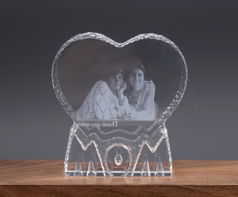 Personalized Mom 2D Photo Crystal Ornament for desk, Perfect Gift for Mother's day, Laser Engraved image with text, Memorial gift-3