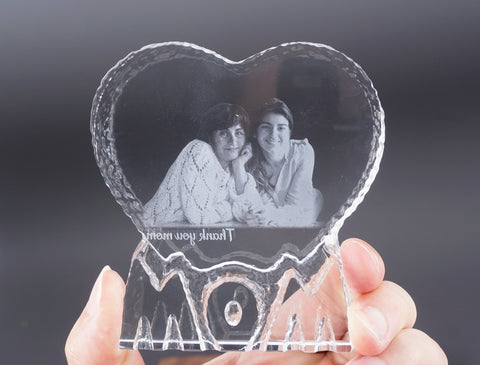 Personalized Mom 2D Photo Crystal Ornament for desk, Perfect Gift for Mother's day, Laser Engraved image with text, Memorial gift-4
