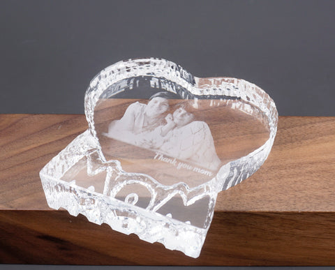 Personalized Mom 2D Photo Crystal Ornament for desk, Perfect Gift for Mother's day, Laser Engraved image with text, Memorial gift-5
