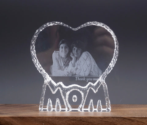 Personalized Mom 2D Photo Crystal Ornament for desk, Perfect Gift for Mother's day, Laser Engraved image with text, Memorial gift-6