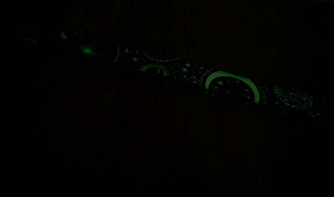 moon star glow in the dark guitar strap with leather ends-4