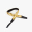 panda and sushi leather ends yellow ukulele shoulder strap-front-1
