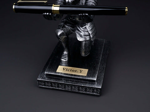Personalized Desk Knight Pen Holder with name plate-2
