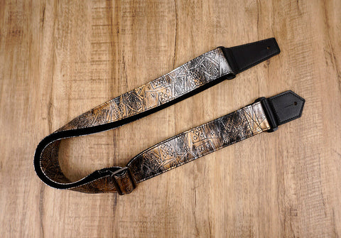 poker vegan guitar strap with leather ends-3