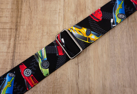 race car guitar strap with leather ends - 5