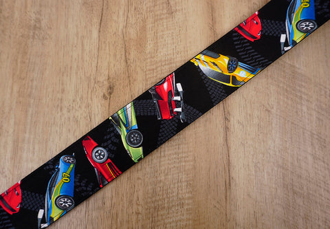 race car guitar strap with leather ends - 6