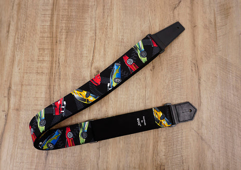 race car guitar strap with leather ends - 3