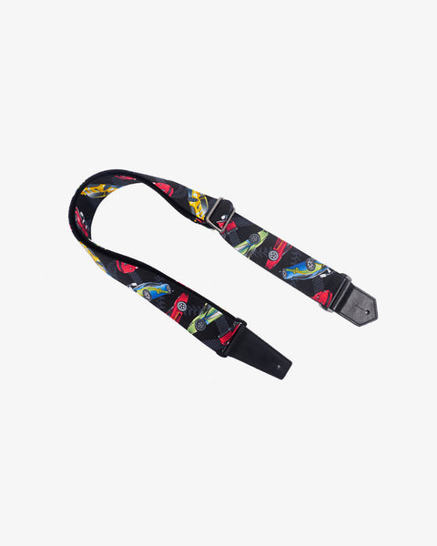 race car guitar strap with leather ends - 1