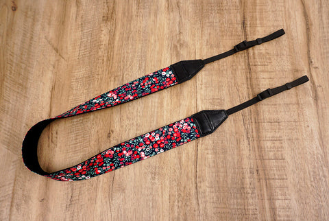 red berry floral camera strap-2