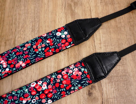 red berry floral camera strap-4