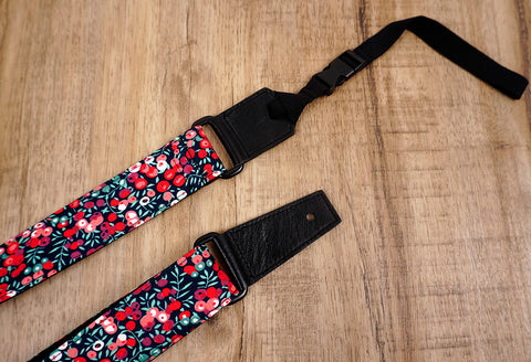 red berry ukulele shoulder strap with leather ends-4