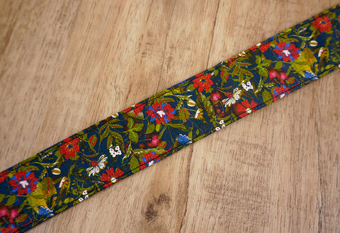 red blue flowers camera strap-6