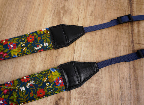 red blue flowers camera strap-3