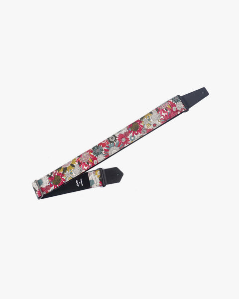 art red sunflower guitar strap for girls with leather ends -1