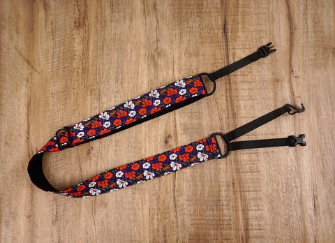 red flowers floral clip-on ukulele hook strap-2