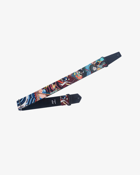 samurai anime guitar strap with leather ends-1