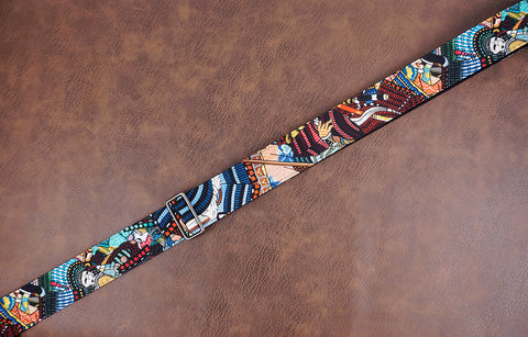 samurai anime guitar strap with leather ends-2