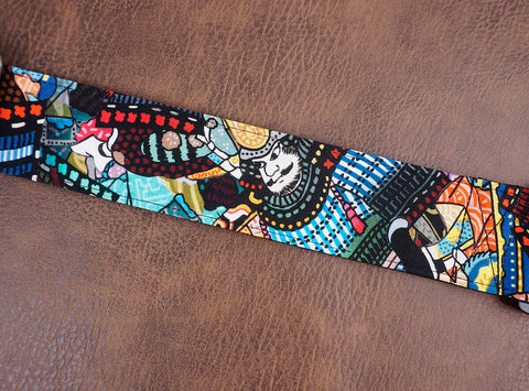 samurai anime guitar strap with leather ends-3