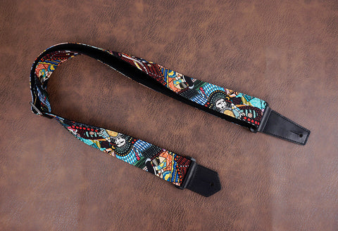 samurai anime guitar strap with leather ends-5