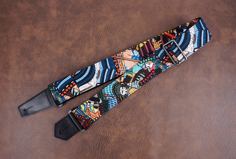 samurai anime guitar strap with leather ends-6