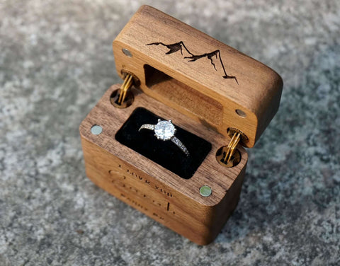 unique custom wood engagement ring box comes engraved or colorful inlay with personalized initials, names of your choosing, perfect for a proposal gift.-3