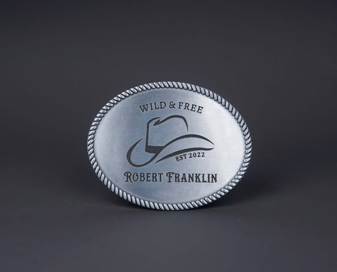 this personalized custom western Cowboy hat man metal BELT BUCKLE with name engraved, is the perfect accessory for any cowgirl or cowboy who wants to add a touch of classic style to their look. -1