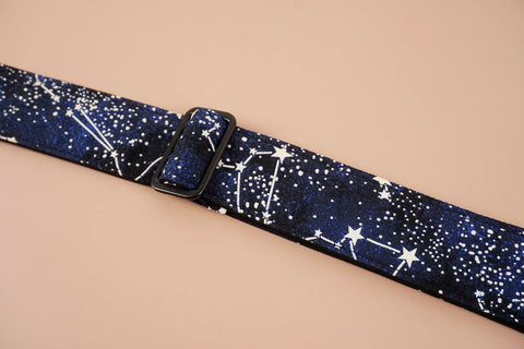 leather ends ukulele shoulder strap with star printed-detail-1