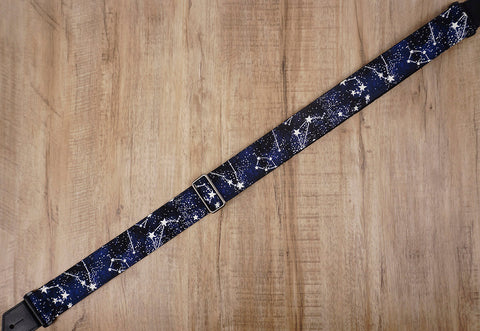 personalized star grow in the dark guitar strap with leather ends-4