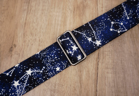personalized star grow in the dark guitar strap with leather ends-5