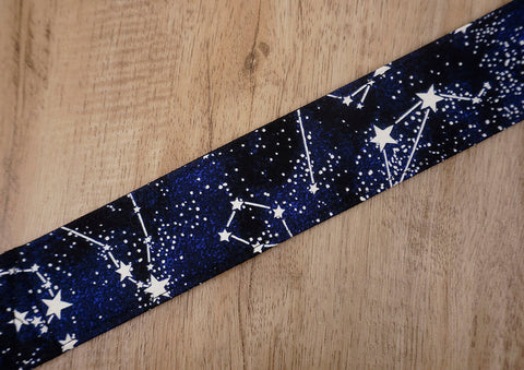 personalized star grow in the dark guitar strap with leather ends-7