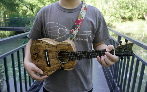 red sunflower clip-on ukulele hook strap-3