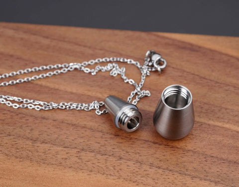 Custom Water Drop Titanium Cremation Urn Necklace-6